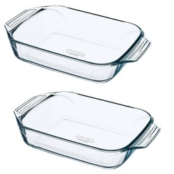 2x Glazen ovenschalen 1,4 en 3,8 liter - Ovenschalen