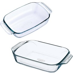 2x Glazen ovenschalen 1,2 en 1,4 liter - Ovenschalen